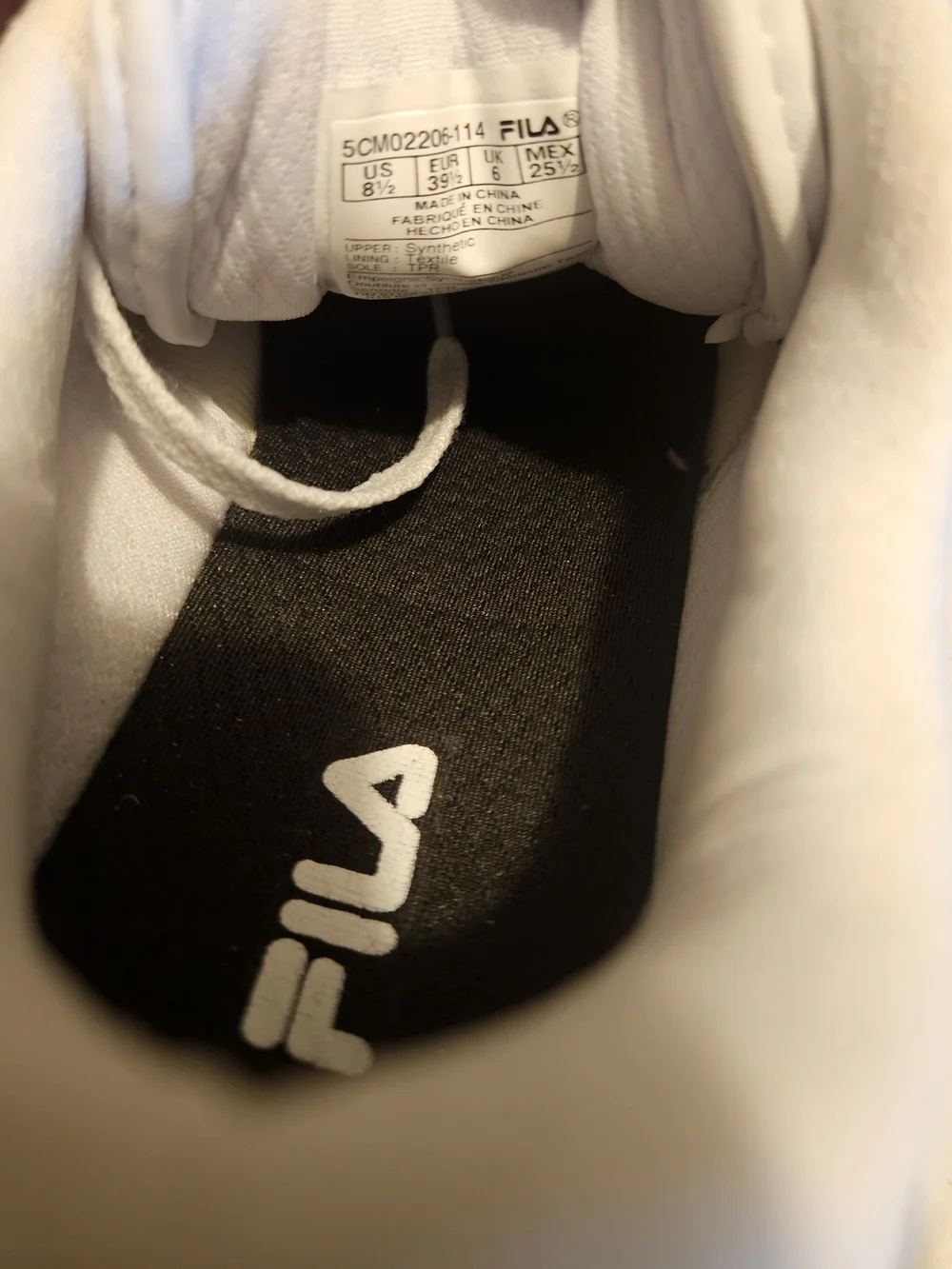 Fila White Leather Women's Low-Top Athletic Sneakers with Black Insole Logo